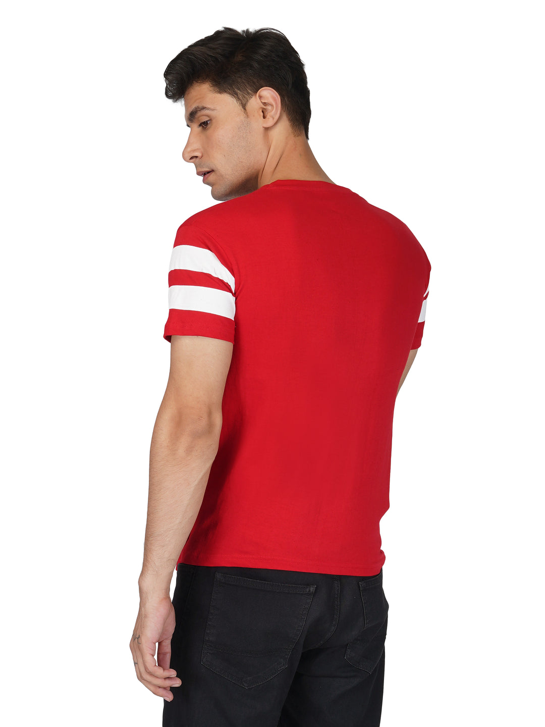 Bright Red Crewneck Stripe Tshirt