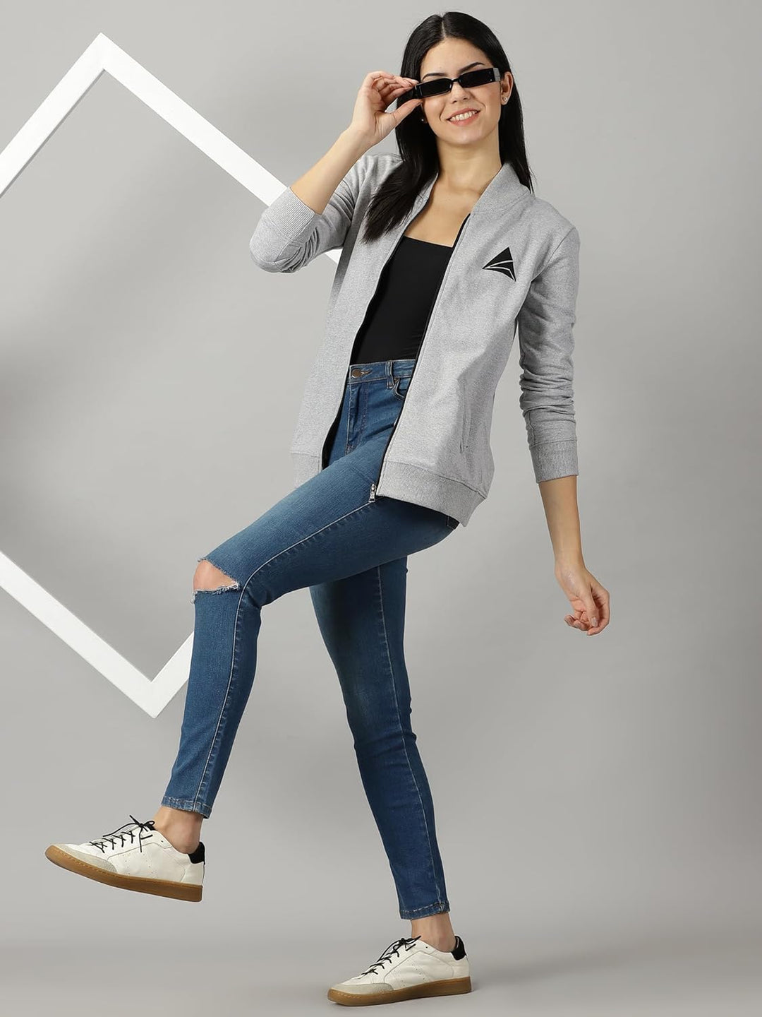 Women Cotton Long Sleeve Zipper Jacket